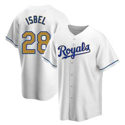 KC.Royals #28 Kyle Isbel Player White Home Limited Baseball Jerseys