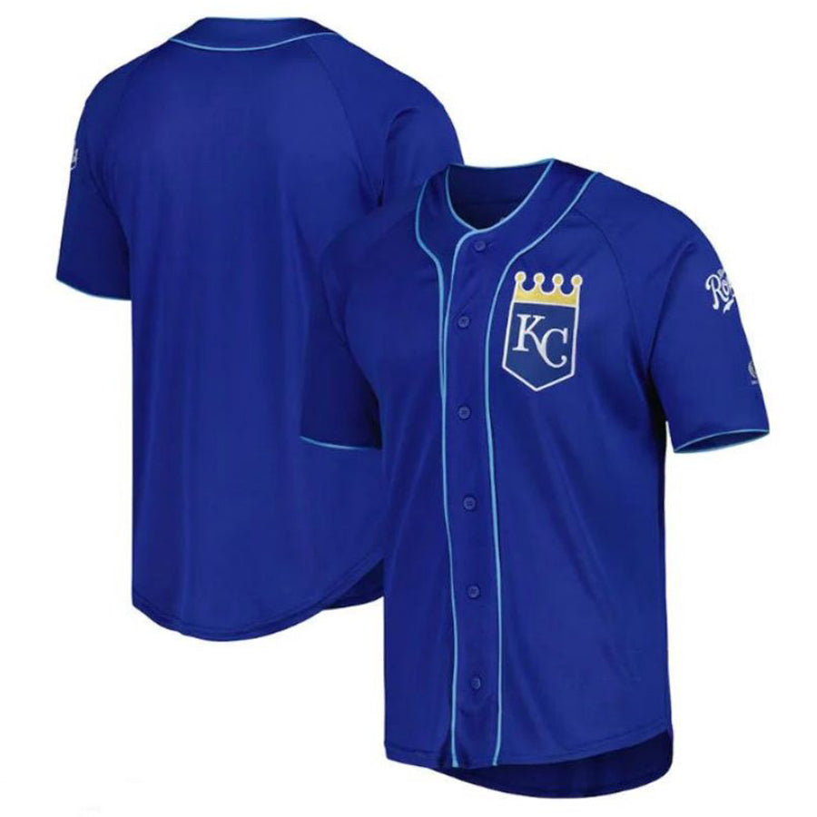 KC.Royals Blank Player Button-Up Royal Baseball Jerseys