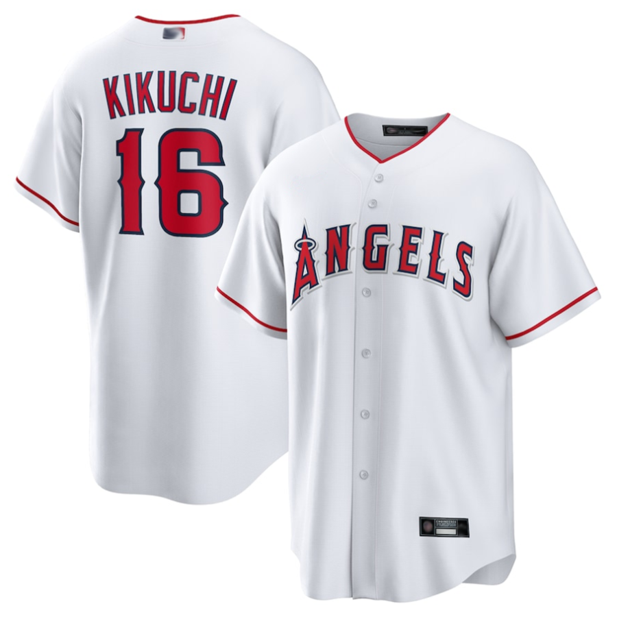 LA.Angels #16 Yusei Kikuchi Player White Home Replica Baseball Jerseys