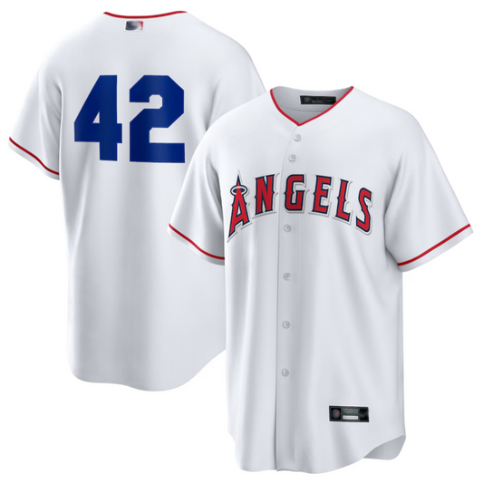 LA.Angels #42 Player White Home Replica Baseball Jerseys