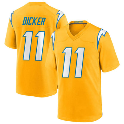 LA.Chargers #11 Cameron Dicker Player Gold Home Game Football Jerseys