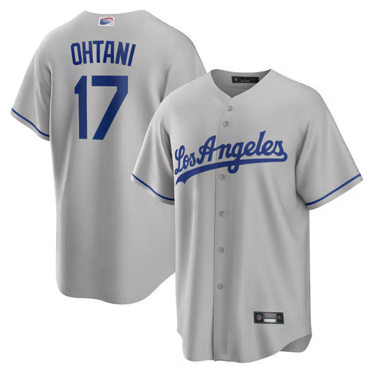LA.Dodgers #17 Shohei Ohtani Player Gray Away Replica Baseball Jerseys