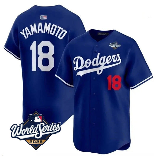 LA.Dodgers #18 Yoshinobu Yamamoto Player 2025 World Series Royal Home Game Baseball Jerseys