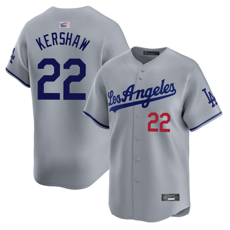 LA.Dodgers #22 Clayton Kershaw Player Gray Road Limited Baseball Jerseys