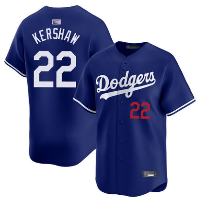 LA.Dodgers #22 Clayton Kershaw Player Royal Home Limited Baseball Jerseys