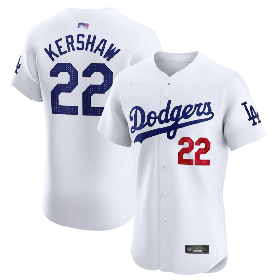LA.Dodgers #22 Clayton Kershaw Player White Home Limited Elite Baseball Jerseys