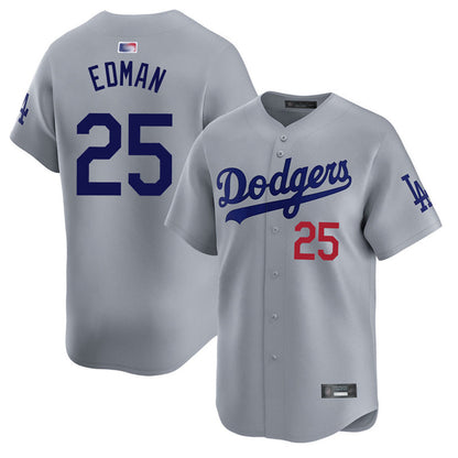 LA.Dodgers #25Tommy Edman Player Gray Road Limited Baseball Jerseys
