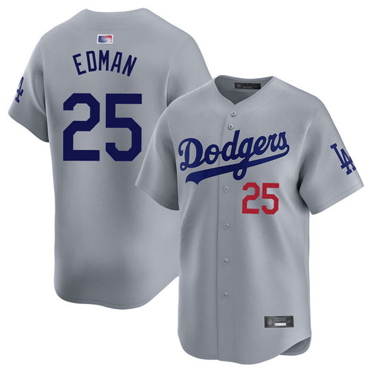 LA.Dodgers #25Tommy Edman Player Gray Road Limited Baseball Jerseys