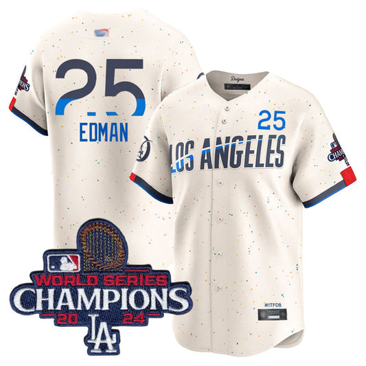 LA.Dodgers #25 Tommy Edman Player City Connect Limited World Series Champions Baseball Jerseys