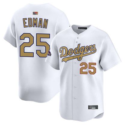 LA.Dodgers #25 Tommy Edman Player Home Gold Collection Limited Baseball Jerseys