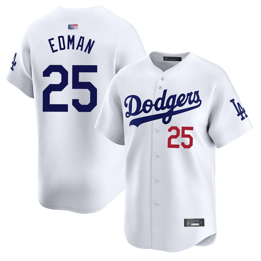 LA.Dodgers #25 Tommy Edman Player White Home Limited Baseball Jerseys
