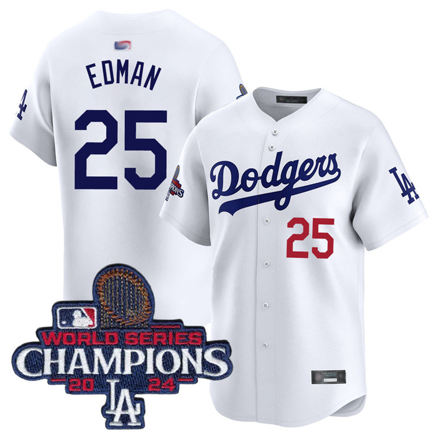 LA.Dodgers #25 Tommy Edman Player White Home Limited World Series Champions Baseball Jerseys