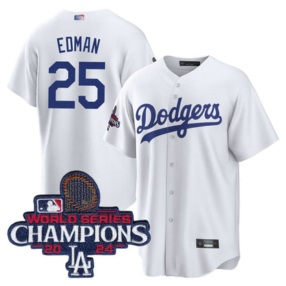 LA.Dodgers #25 Tommy Edman Player White Home World Series Champions Baseball Jerseys