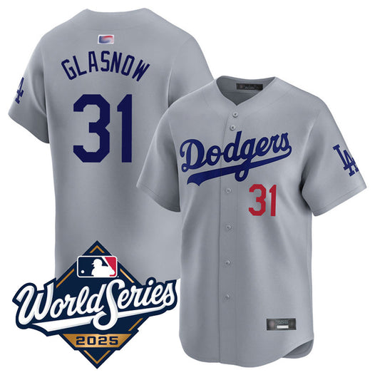 LA.Dodgers #31 Tyler Glasnow Player Gray Road Home Limited World Series Baseball Jerseys