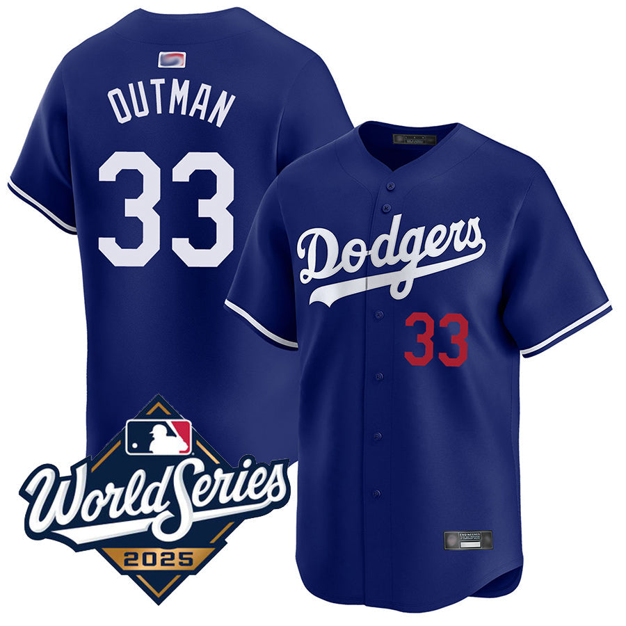 LA.Dodgers #33 James Outman Player Royal Limited World Series Baseball Jerseys