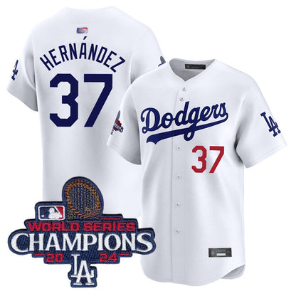 LA.Dodgers #37 Teoscar Hernandez Player Home Limited World Series Champions White Baseball Jerseys