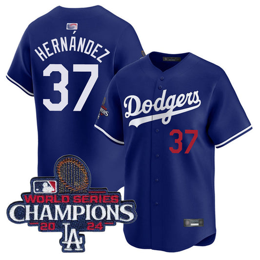 LA.Dodgers #37 Teoscar Hernandez Player Royal Limited World Series Champions Baseball Jerseys