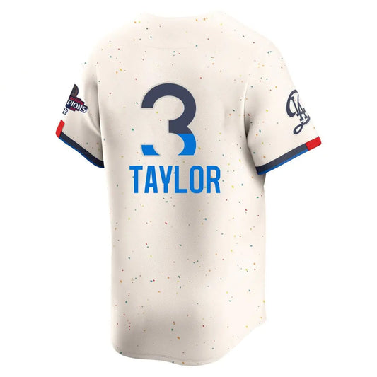 LA.Dodgers #3 Chris Taylor Player Cream Limited City Connect World Series Baseball Jerseys