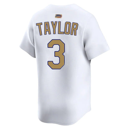 LA.Dodgers #3 Chris Taylor Player Gold Limited White Collection Baseball Jerseys
