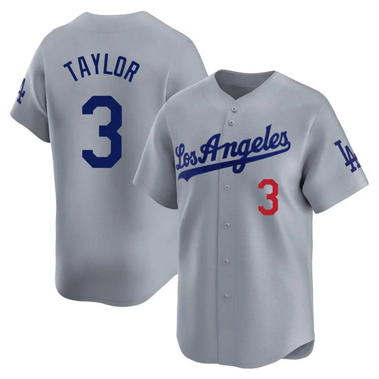 LA.Dodgers #3 Chris Taylor Player Gray Limited Game Baseball Jerseys