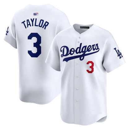LA.Dodgers #3 Chris Taylor Player White Limited Game Baseball Jerseys