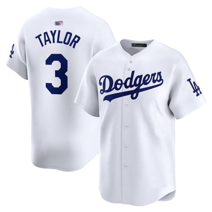 LA.Dodgers #3 Chris Taylor Player Whtie Home Game Baseball Jerseys