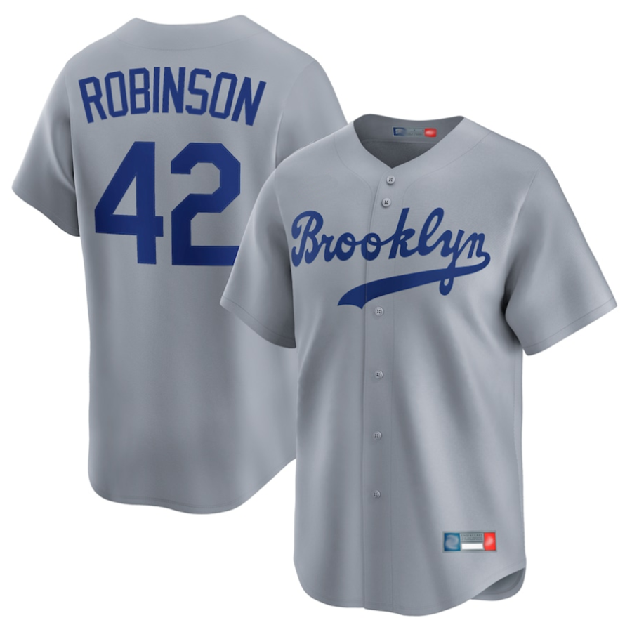 LA.Dodgers #42 Jackie Robinson Player Gray Throwback Limited Baseball Jerseys