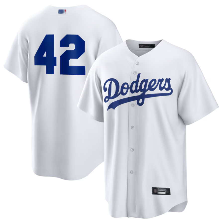 LA.Dodgers #42 Jackie Robinson Player Replica White Baseball Jerseys