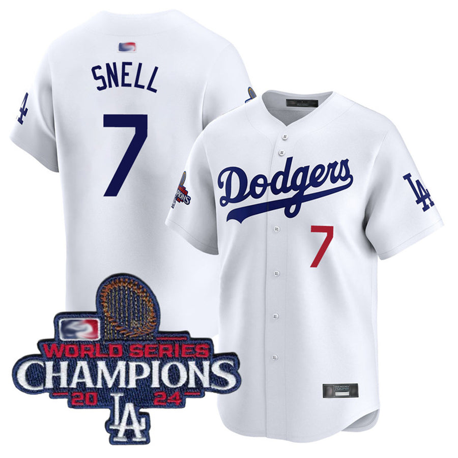 LA.Dodgers #7 Blake Snell Player Home Limited World Series Champions Baseball Jerseys