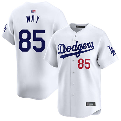 LA.Dodgers #85 Dustin May Player White Home Limited Baseball Jerseys