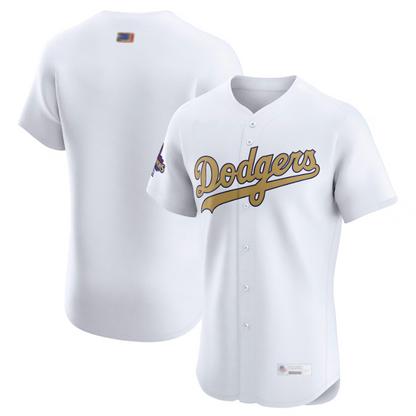 LA.Dodgers Blank Player White Gold Collection Elite Baseball Jerseys