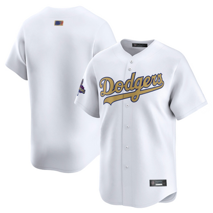 LA.Dodgers Blank Player White Gold Collection Limited Baseball Jerseys