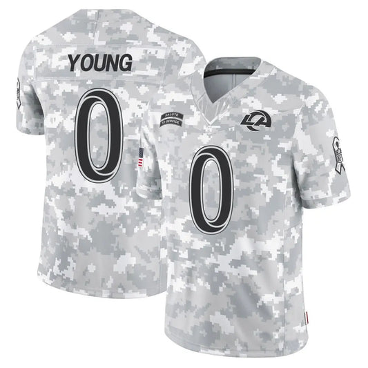 LA.Rams #0 Byron Young Player Arctic Camo Salute to Service Limited Football Jerseys