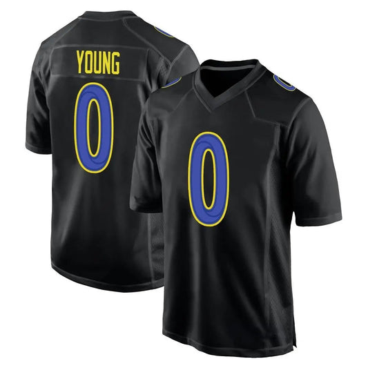 LA.Rams #0 Byron Young Player Black Fashion Game Football Jerseys