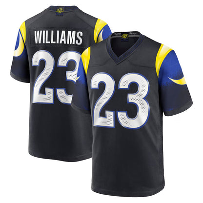 LA.Rams #23 Kyren Williams Player Midnight Blue Rivalries Collection Game Football Jerseys