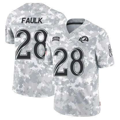LA.Rams #28 Marshall Faulk Player Arctic Camo Salute to Service Limited Football Jerseys
