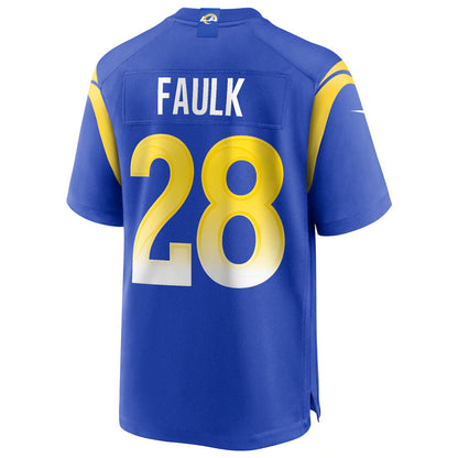 LA.Rams #28 Marshall Faulk Player Royal Home Game Football Jerseys