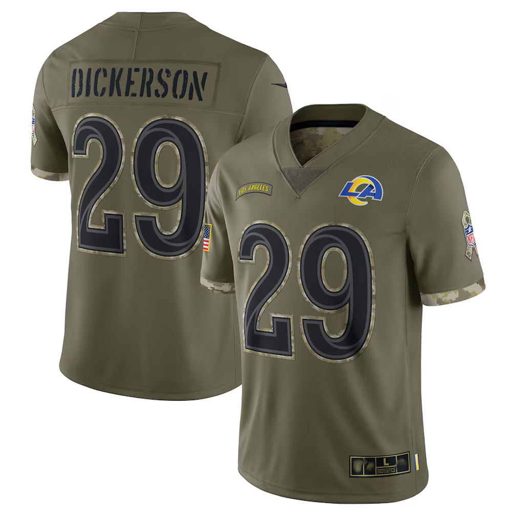 LA.Rams #29 Eric Dickerson Player Salute To Service Olive Football Jerseys