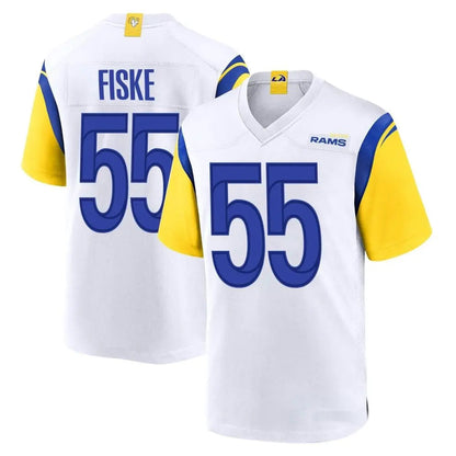 LA.Rams #55 Braden Fiske Player White Home Game Football Jerseys