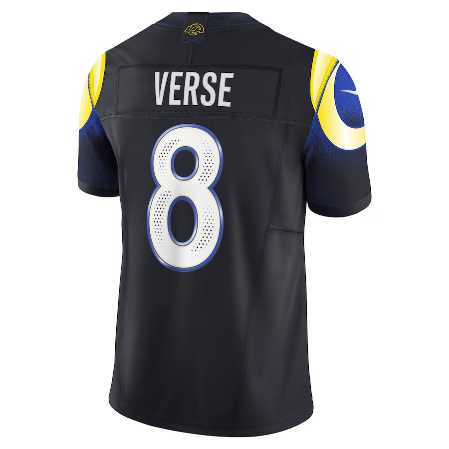 LA.Rams #8 Jared Verse Player Midnight Blue Rivalries Collection Vapor Limited Football Jerseys