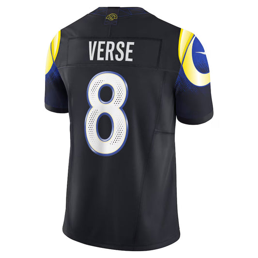 LA.Rams #8 Jared Verse Player Midnight Blue Rivalries Collection Vapor Limited Football Jerseys