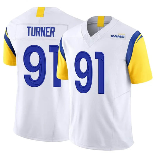 LA.Rams #91 Kobie Turner Player White Vapor F.U.S.E. Limited Football Jerseys