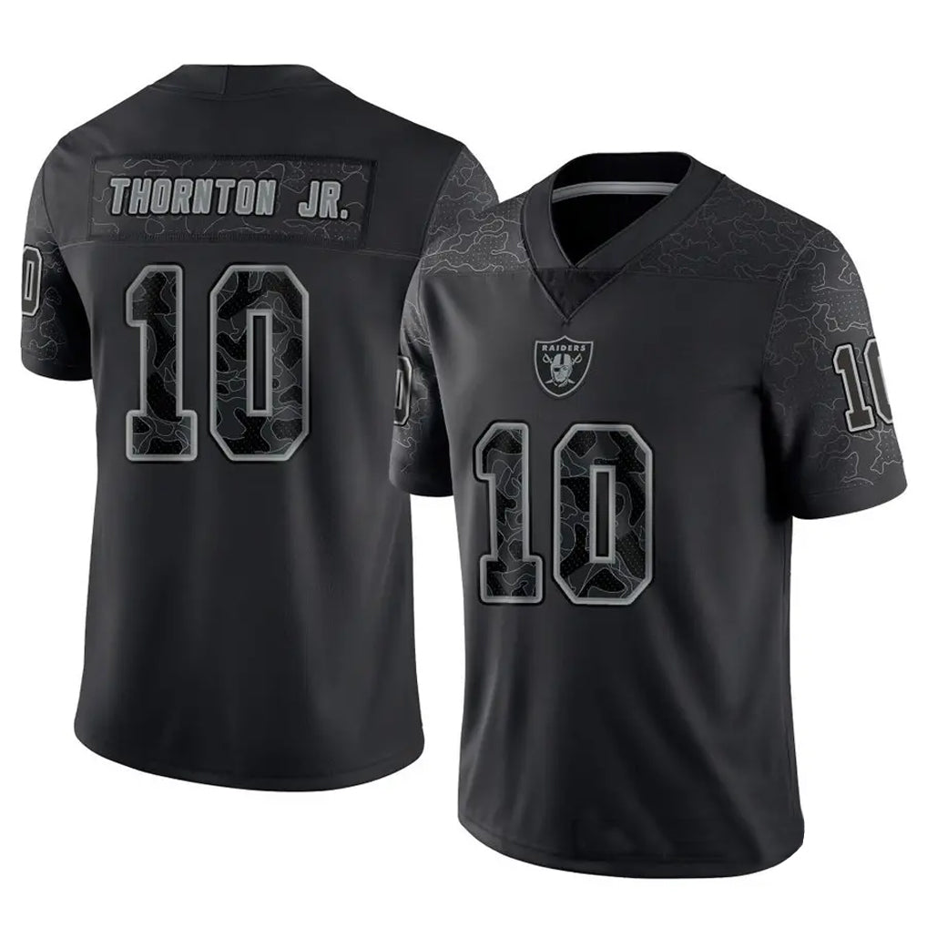 LV.Raiders #10 Dont'e Thornton Jr. Player RFLCTV Limited Black Football Jerseys
