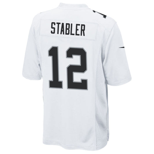 LV.Raiders #12 Ken Stabler Player White Home Game Football Jerseys