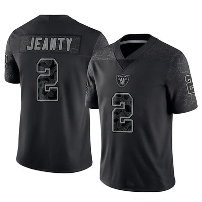 LV.Raiders #2 Ashton Jeanty Player Black RFLCTV Limited Football Jerseys