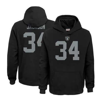 LV.Raiders #34 Bo Jackson Player Black Salute to Service Hoodies Football Jerseys