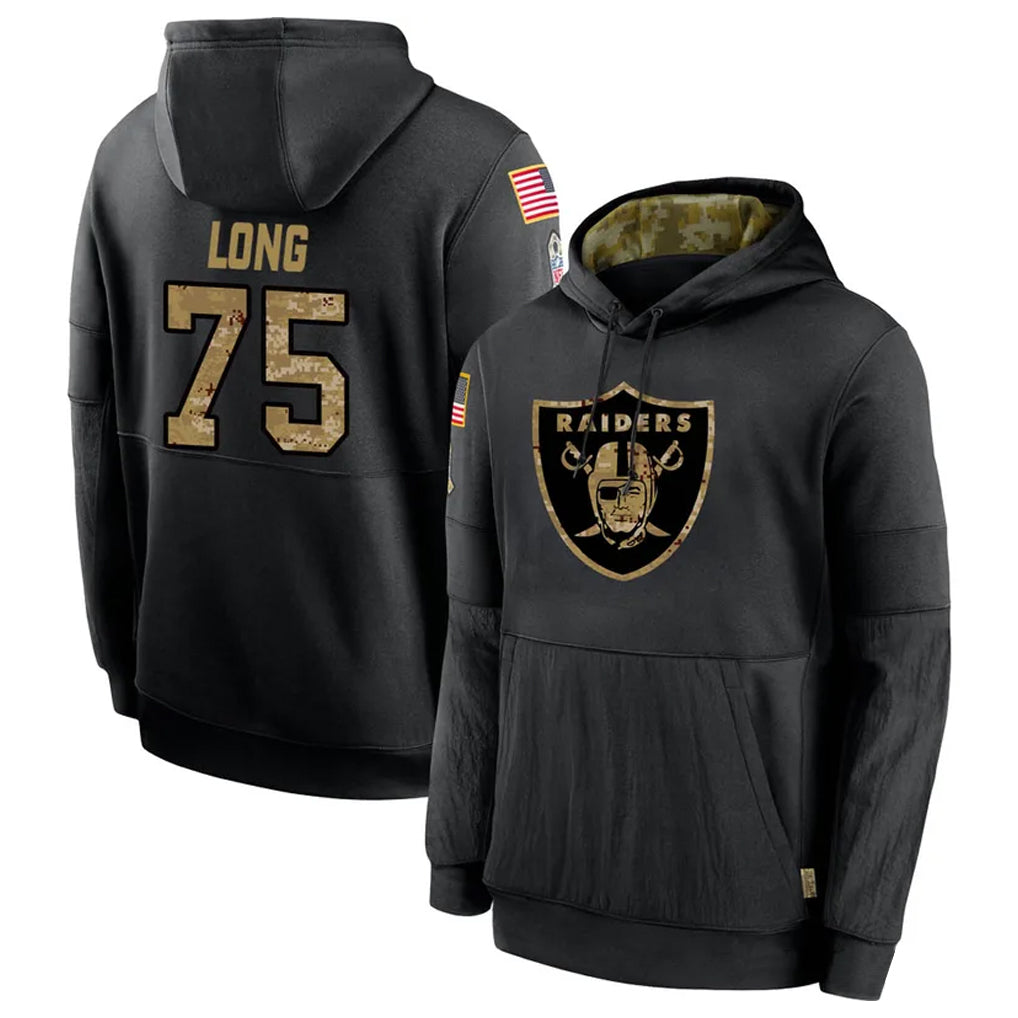 LV.Raiders #75 Howie Long Player Salute to Service Black Hoodies Football Jerseys