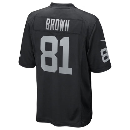 LV.Raiders #81 Tim Brown Player Black Home Game Football Jerseys