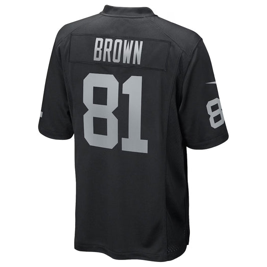 LV.Raiders #81 Tim Brown Player Black Home Game Football Jerseys
