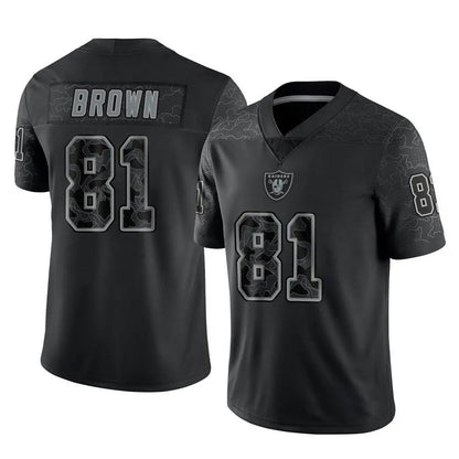 LV.Raiders #81 Tim Brown Player RFLCTV Limited Black Football Jerseys